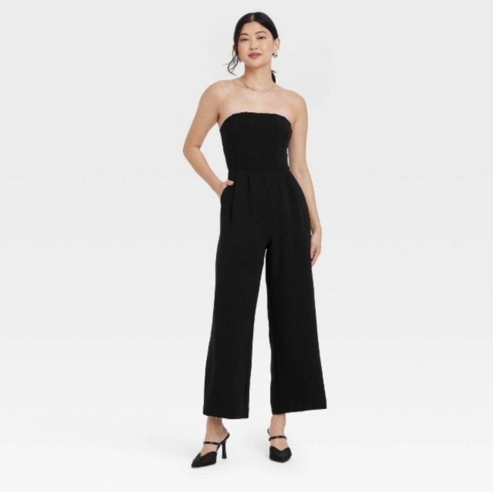 A New Day Women's Jumpsuit Polyester Midweight pull On Pockets Strapless Below